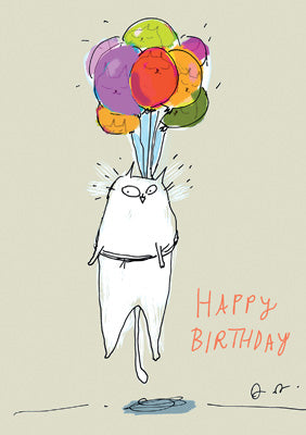 57DC08 - Balloon Cat Birthday Card