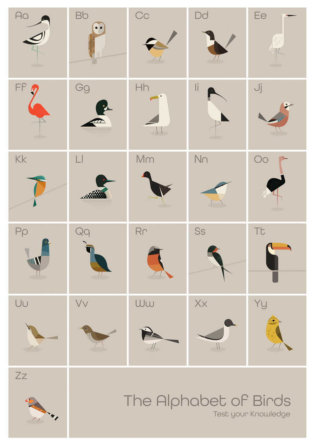 57MW21 - Alphabet of Birds Greeting Card