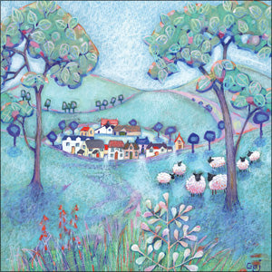 HM152 - The Sheep and the Village Greeting Card