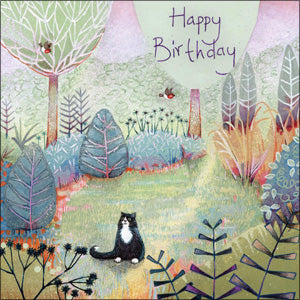 HM154 - Cat in the Garden Birthday Card