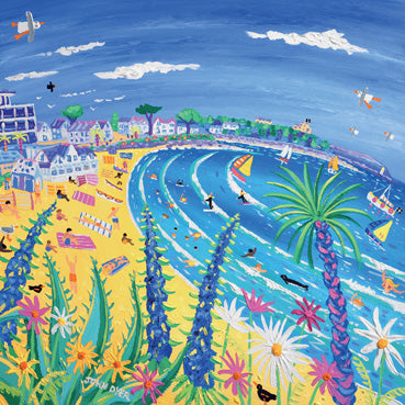JDG192 - Tropical days at Gyllyngvase Beach, Falmouth Greeting Card