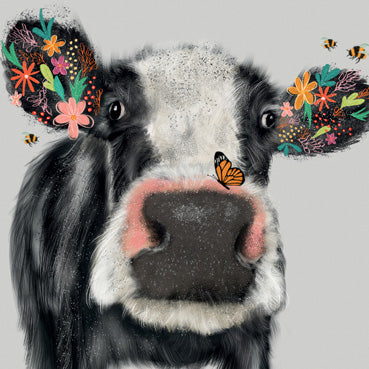 LIA106 - Floral Cow Greeting Card