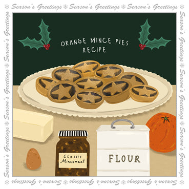 LXM138 - Orange Mince Pies Christmas Card Pack (Recipe on card) (5 cards)