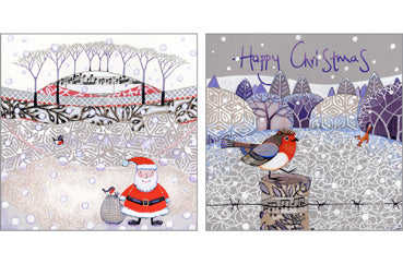 NC-XM558 - Santa & Robin Christmas Notecard Pack (6 Cards)