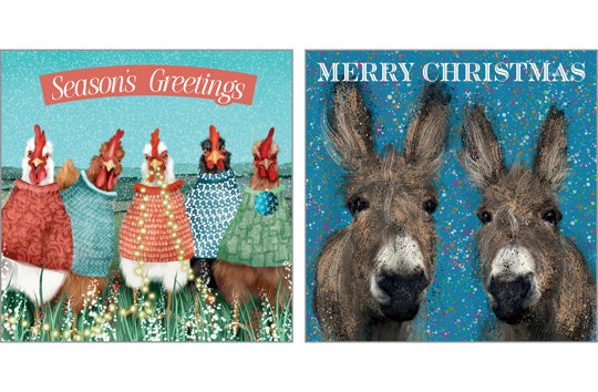 NC-XM565 - Christmas Chickens and Donkeys Pack (6 Cards)