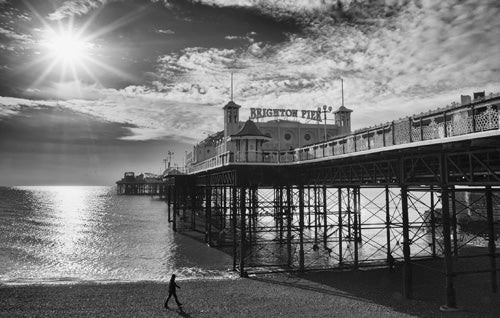 PSX556 - Black and White Palace Pier, Brighton Postcard