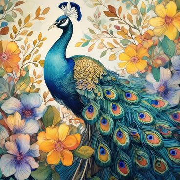 RT169 - Floral Peacock Greeting Card