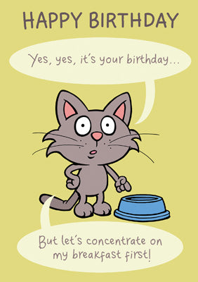 57AL07 - Happy Birthday (Breakfast Cat) Greeting Card