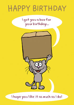 57AL10 - Happy Birthday (Cardboard Box Cat) Greeting Card