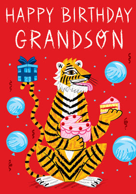57AQ05 - Happy Birthday Grandson (Tiger) Birthday Card