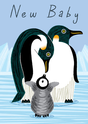 57AQ11 - New Baby (Penguin Family) Greeting Card
