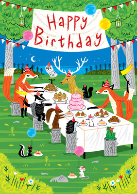 57AQ13 - Woodland Party Happy Birthday Card