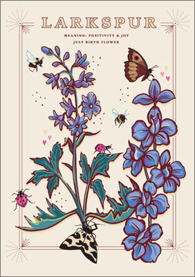 57AS121 - Larkspur (July Birth Flower) Greeting Card