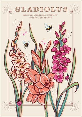 57AS122 - Gladiolus (August Birth Flower) Greeting Card