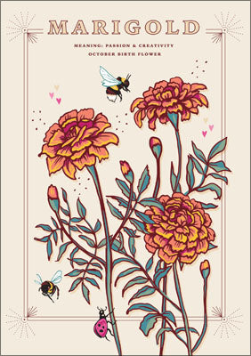 57AS124 Marigold (October Birth Flower) Greeting Card