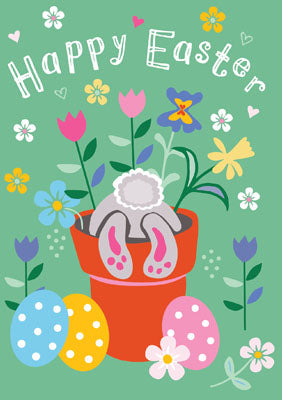 57AS69 - Flower Pot Bunny Easter Card