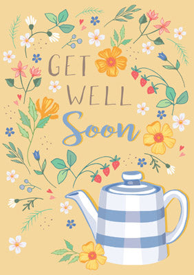 57AS76 - Get Well Soon (Teapot) Greeting Card
