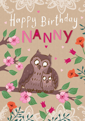 57AS84 - Happy Birthday Nanny (Owls) Birthday Card