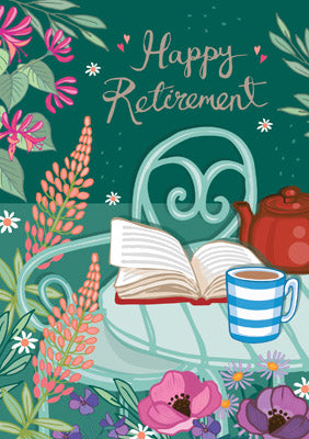 57AS91 - Happy Retirement (Book and Cuppa) Greeting Card