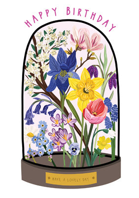 57BB82 - Happy Birthday (Floral Bell Jar) Card