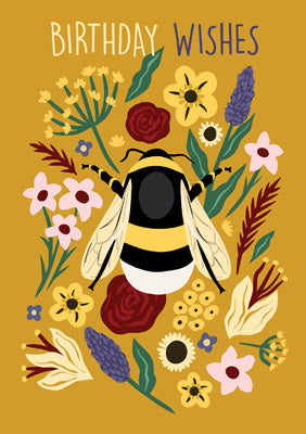 57BB83 - Floral Forest Bee Birthday Card