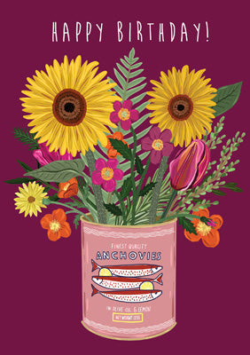 57BB92 - Anchovy Sunflower Tin Birthday Card