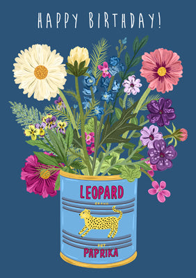 57BB93 - Leopard Paprika Tin Birthday Card