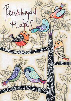 57DG105 - Penblwyd Hapus (Birds) Welsh Language Card