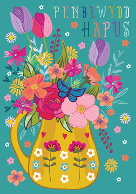 57DG93 - Tulips in Pitcher Greeting Card (Welsh)