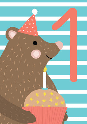 57JK09 - 1st Birthday (Bear) Birthday Card
