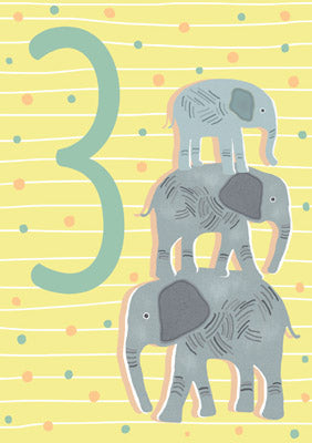 57JK11 - 3rd Birthday (Elephants) Birthday Card