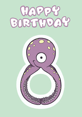 57JK27 - Happy 8th Birthday (octopus) Greeting Card