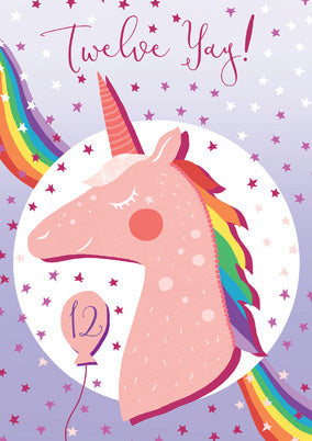 57JN11 - 12th Birthday (Unicorn) Greeting Card