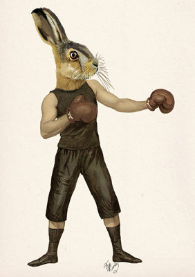57LL03 - Boxing Hare Greeting Card