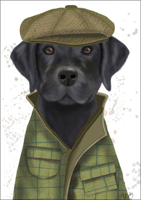 57LL06 - Black Labrador in Flat Cap Greeting Card