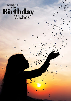 57PT50 - Birthday Wishes (Falling Stars) Greeting Card