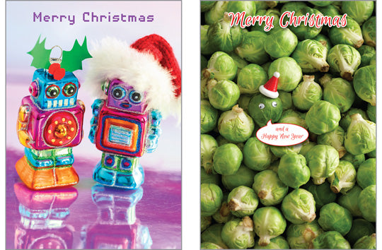 57TS501 - Robot and Sprouts Christmas Card Pack (6 cards)