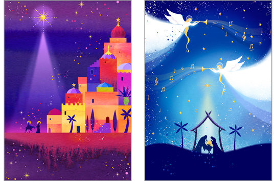 57TS503 -O Little Town of Bethlehem/Rejoice! Christmas Card Pack (6 Cards)