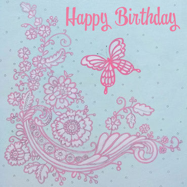 ATG103 - Happy Birthday Butterfly Flittered Birthday Card