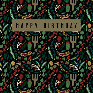 BEA142 - Happy Birthday (Leaves) Foil Finish Birthday Card
