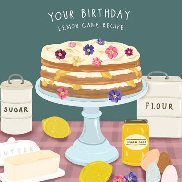 BEA145 - Your BIrthday Lemon Cake Recipe Birthday Card
