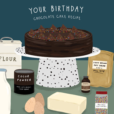 BEA146 - Your Birthday Chocolate Cake Recipe Birthday Card