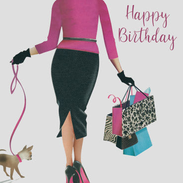 BWS105 - Lady with Chihuahua Birthday Card