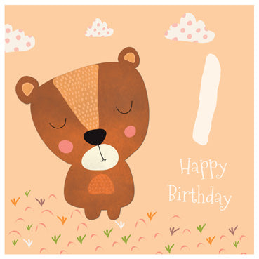 CP101 - 1st Birthday (Bear) Square Birthday Card