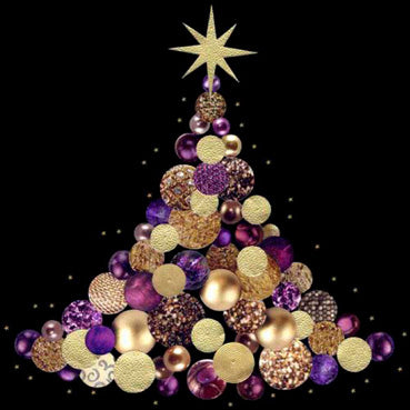 FXM102 - Gold & Purple Tree Christmas Card Pack (4 cards)
