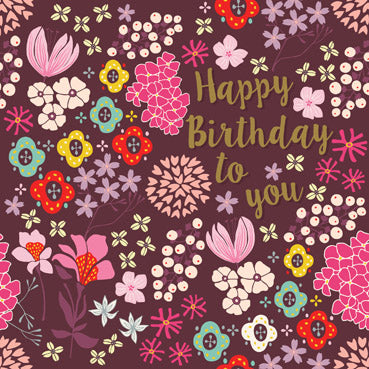 GED136 - Floral Dark Background Birthday Card