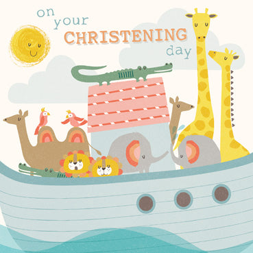 GED149 - On Your Christening Noahs Ark Greeting Card