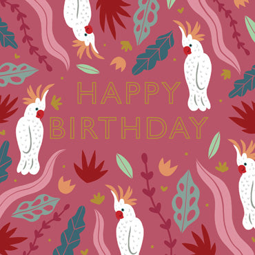HDS109 - Happy Birthday (Cockatoo) Foil Greeting Card