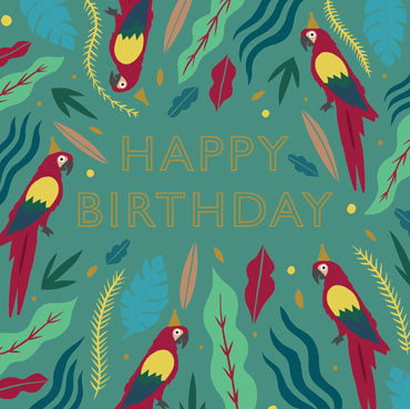 HDS111 - Happy Birthday (Parrot) Foil Greeting Card