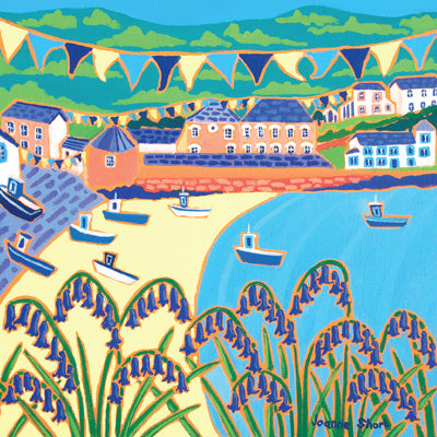 JDG108 - Bluebells and Bunting Port Isaac Art Card